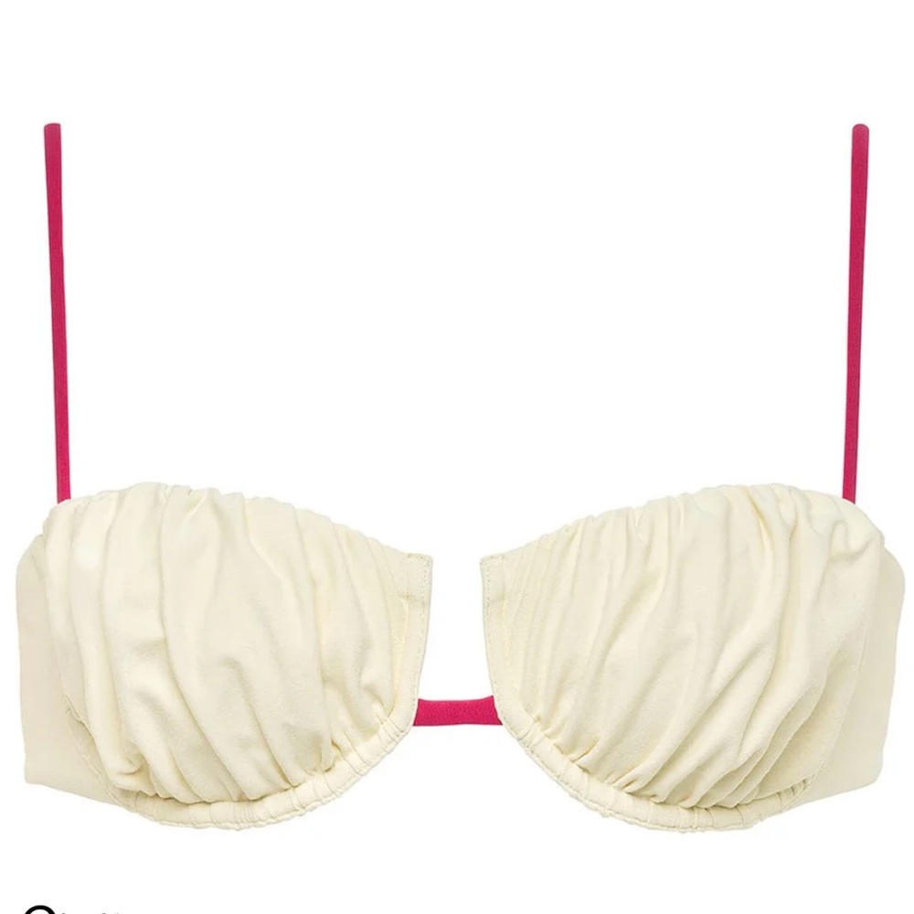 New Montce Cream Raspberry Binded Petal Bikini Top
